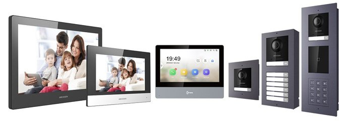 Illustratie van een intercomsysteem van het merk Hikvision
